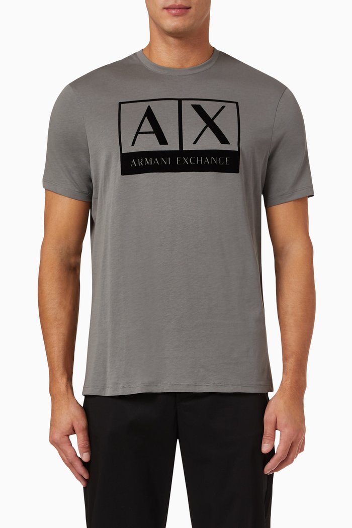 

Flock Logo T-Shirt in Cotton, Grey