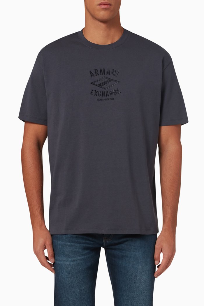 

Logo Embroidered T-shirt in Cotton, Grey