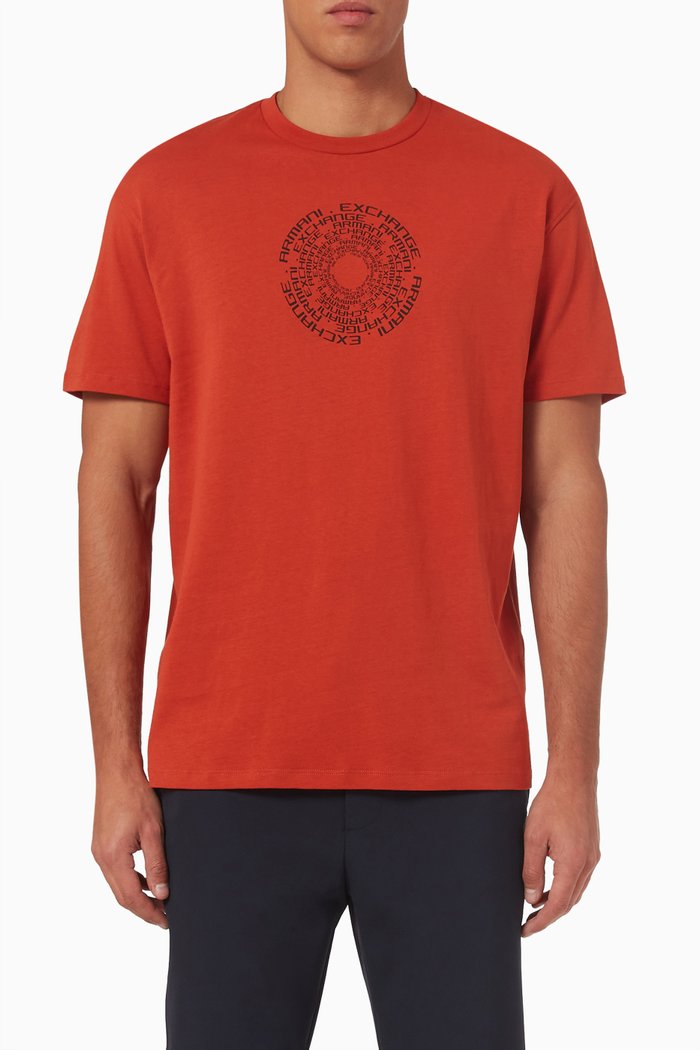 

Repeat Logo Printed T-shirt in Cotton, Brown