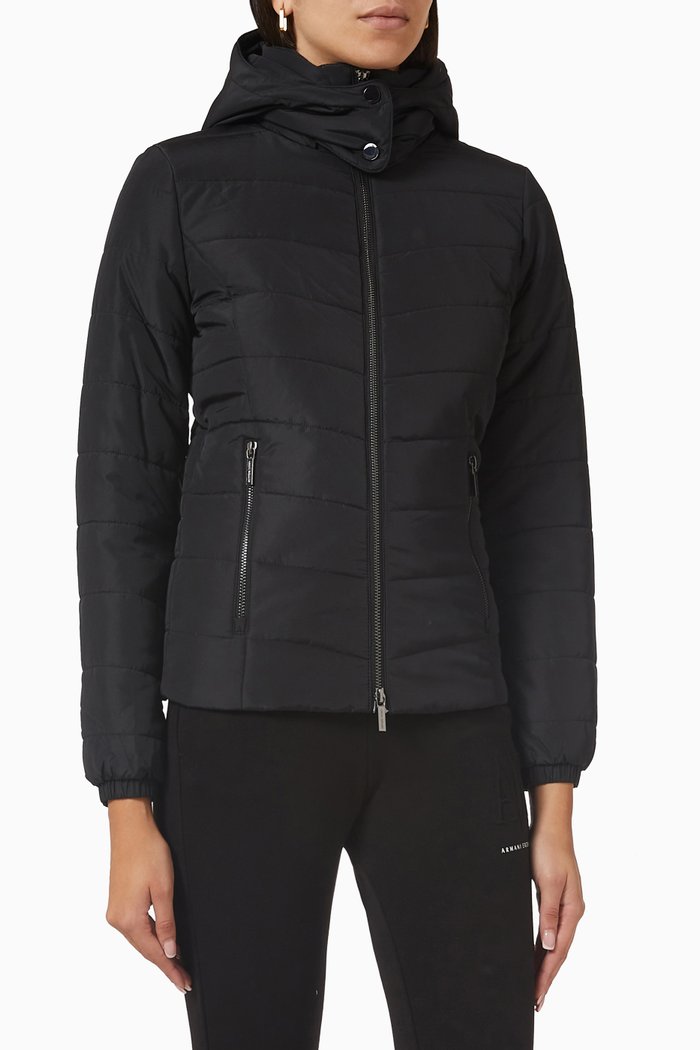 

Zip-through Padded Jacket in Recycled Fabric, Black