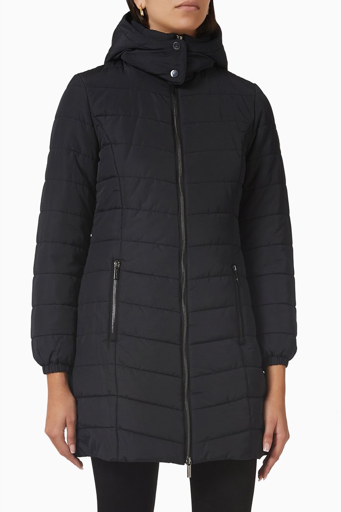 

Zip-through Coat in Recycled Fabric, Black