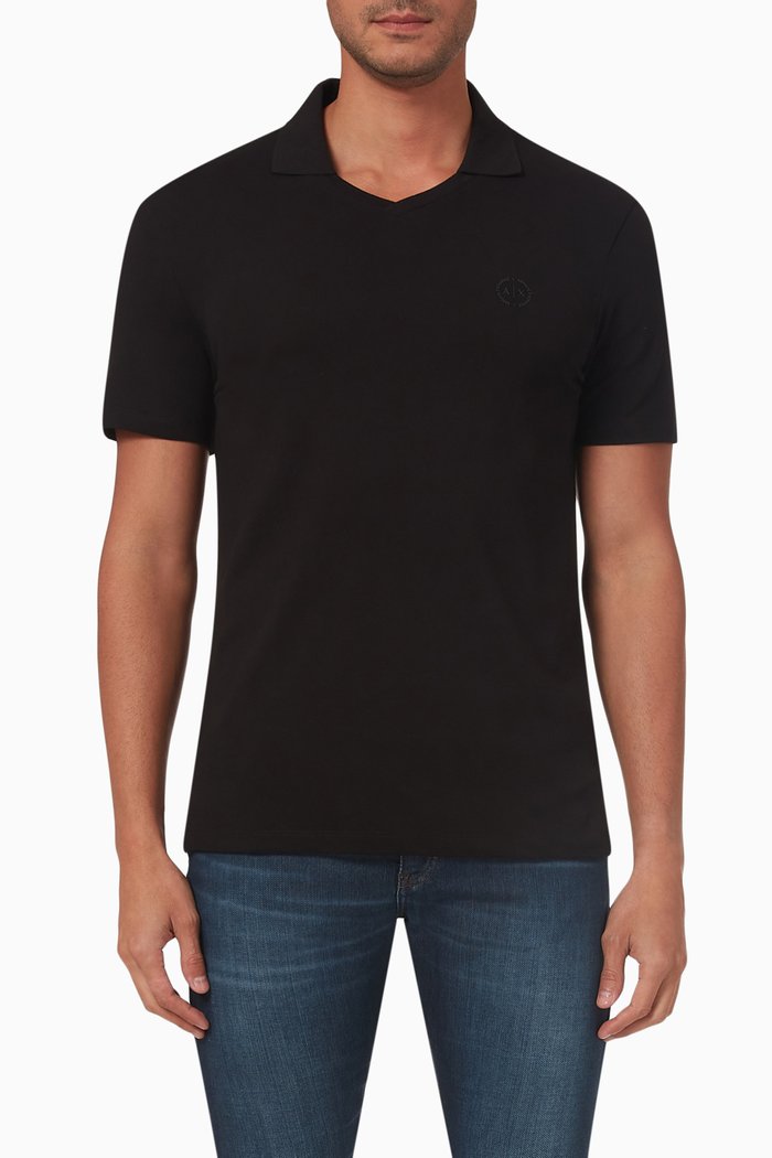 

Circle Logo Polo T-shirt in Cotton, Black