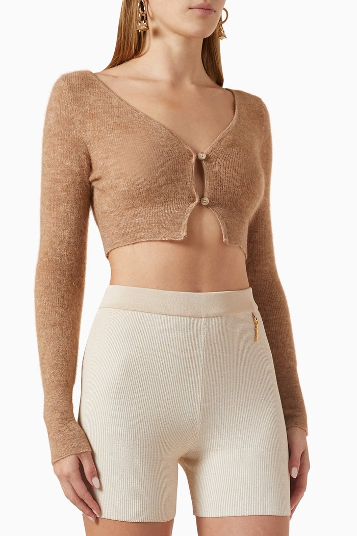 Le Cardigan Alzou in Mohair-blend, Brown