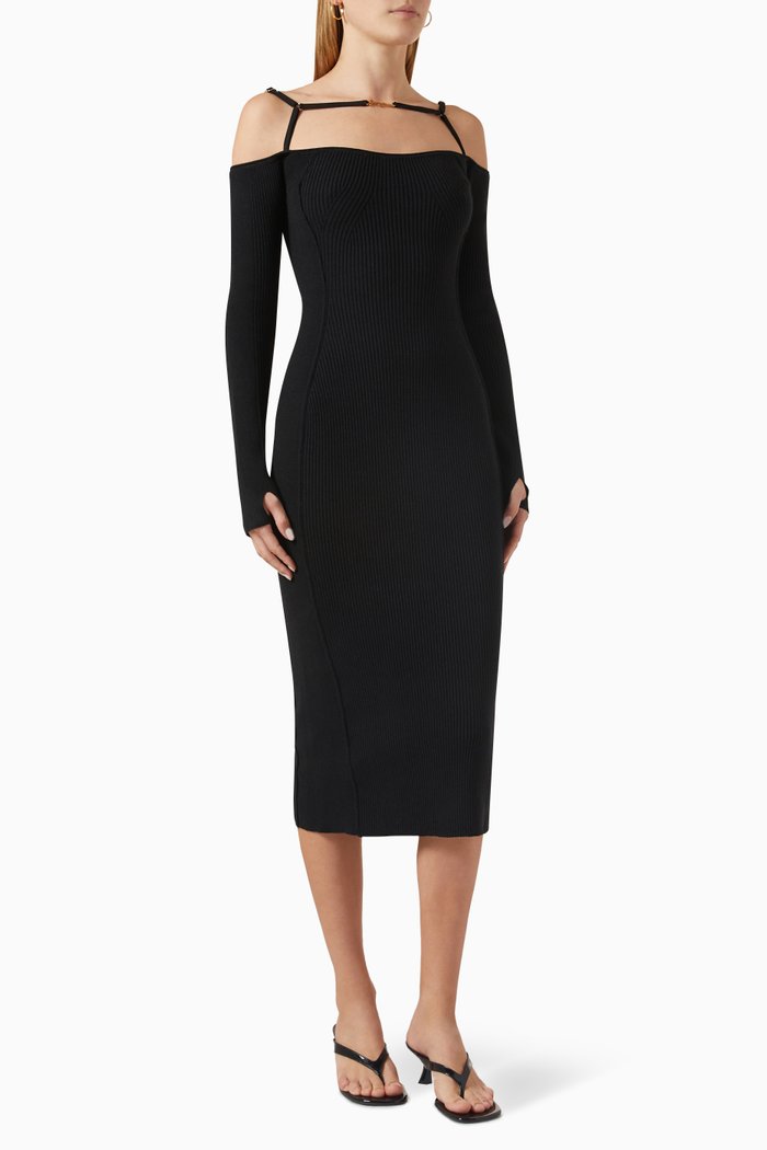 

La Robe Sierra Cut-out Midi Dress in Viscose-blend, Black