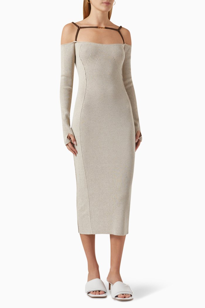 

La Robe Sierra Cut-out Midi Dress in Viscose-blend, Brown