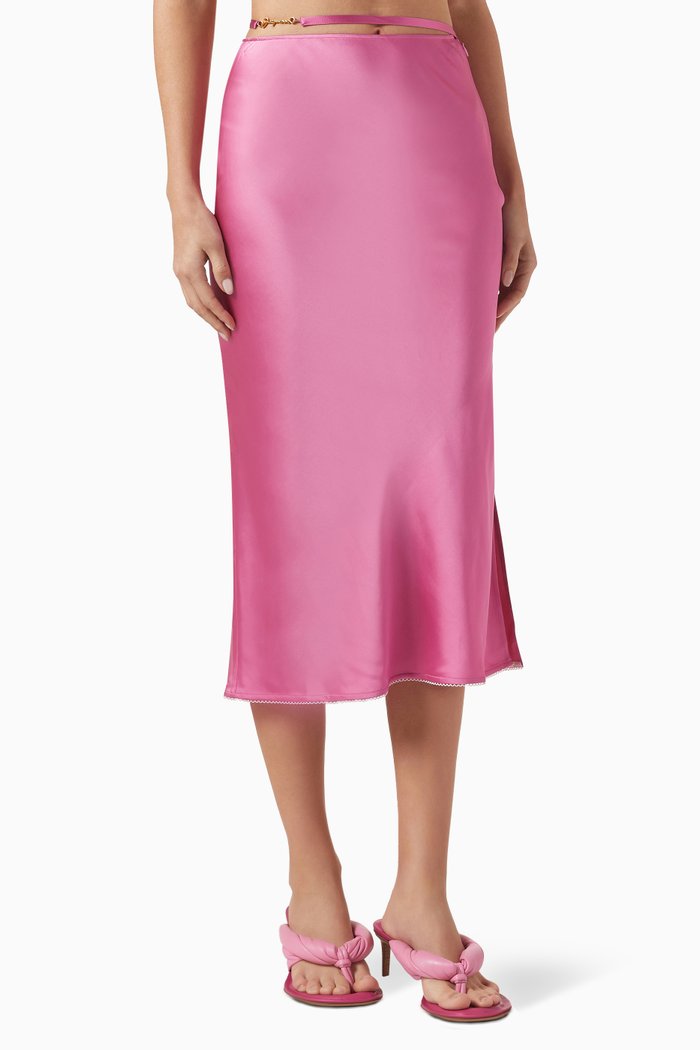 

La Jupe Notte Midi Skirt in Viscose, Pink