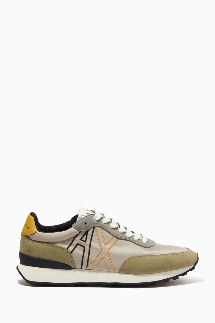 AX Logo Sneakers in Suede & Mesh, Multicolour