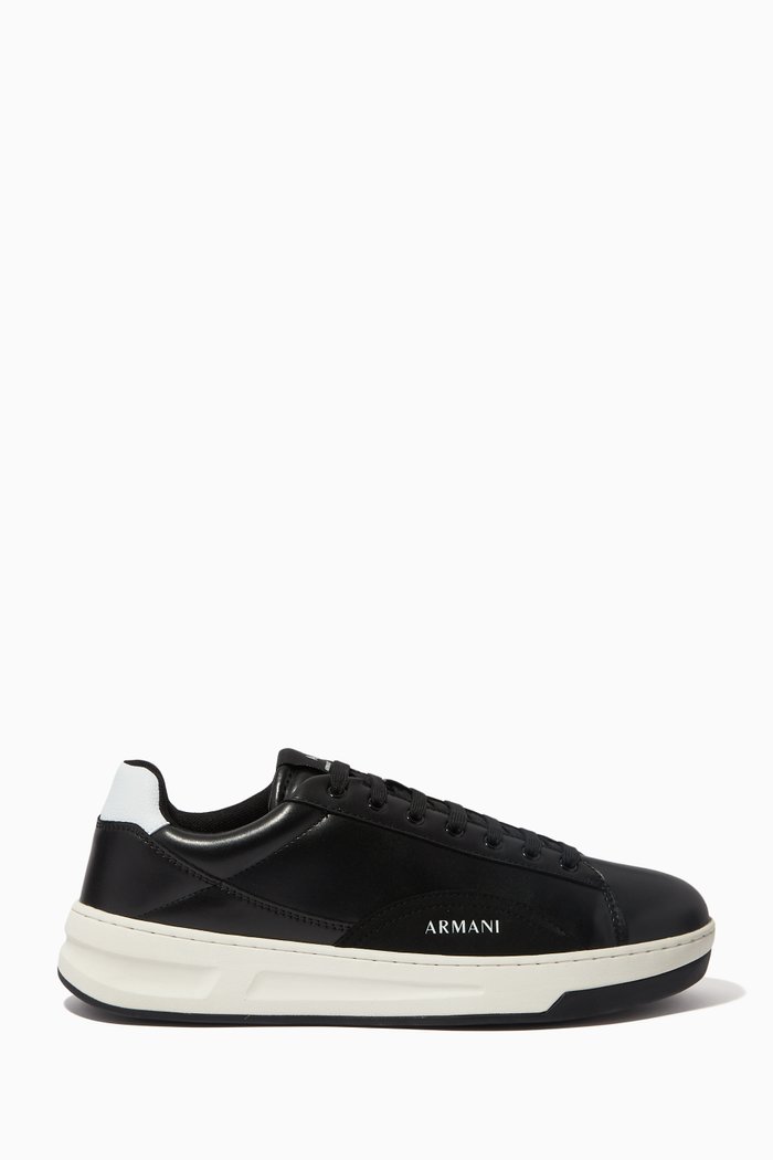 

Embossed Logo Sneakers in PU, Black