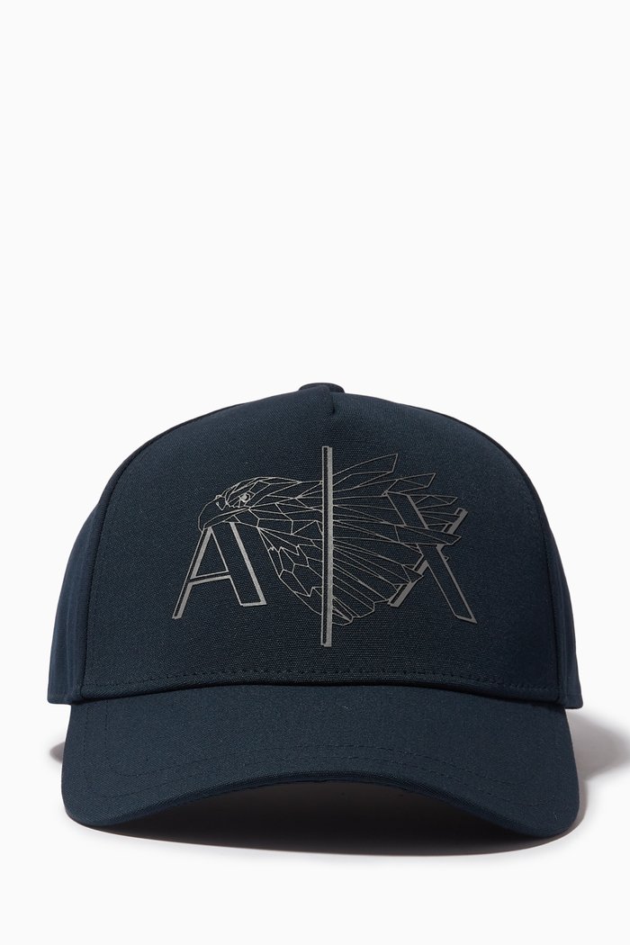 

AX Eagle Logo Baseball Cap in Cotton Twill, Blue
