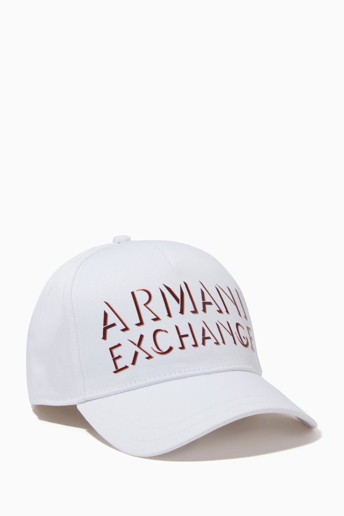 AE Shadow Logo Baseball Cap in Gabardine, White