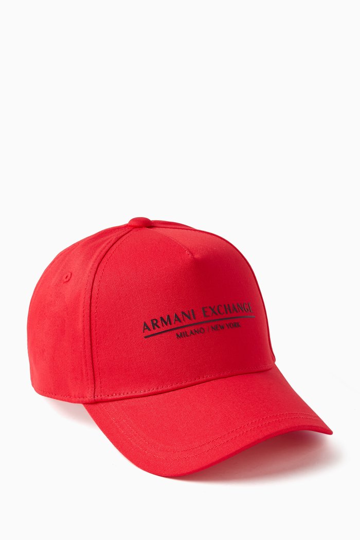 Logo Baseball Cap in Cotton Twill, Red