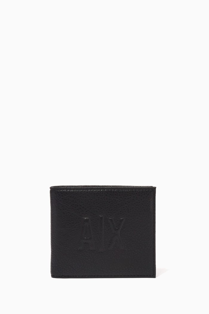 

Embossed AX Logo Bi-fold Wallet, Black