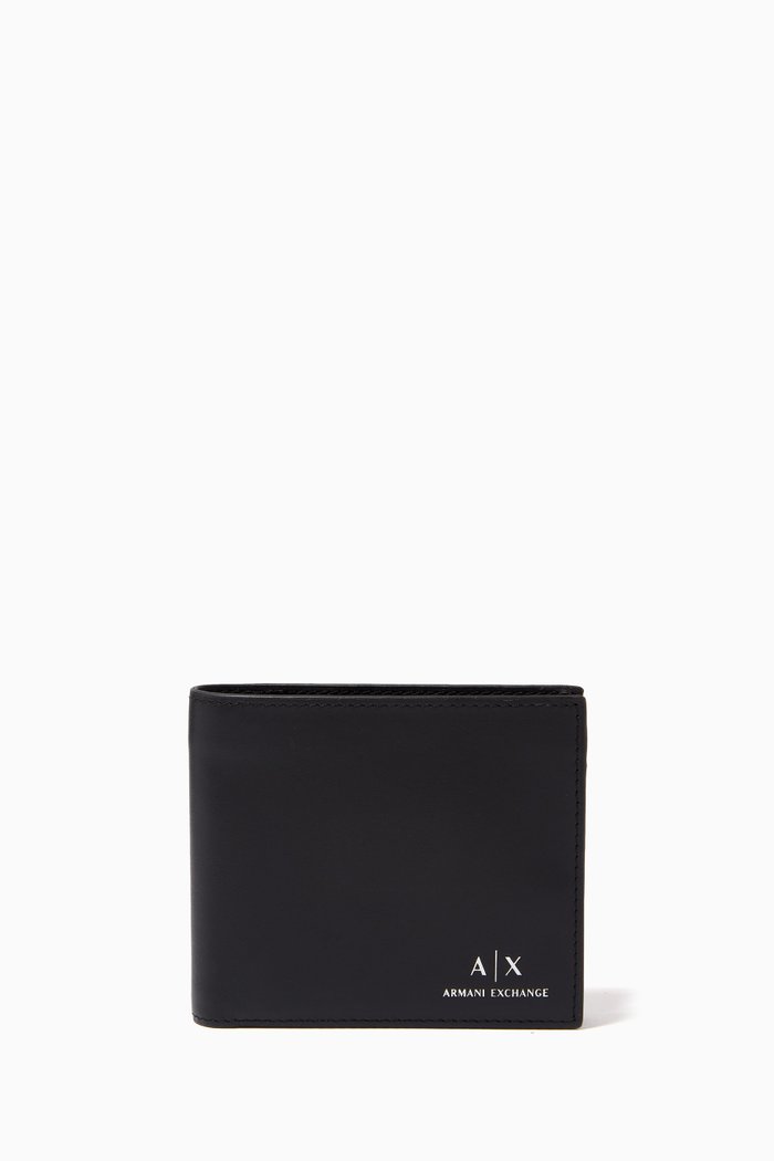 

Small AX Logo Bi-fold Wallet, Black