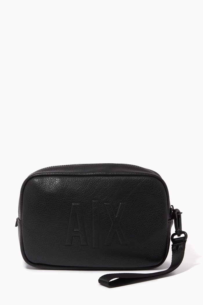 

Logo Embossed Wash Bag, Black