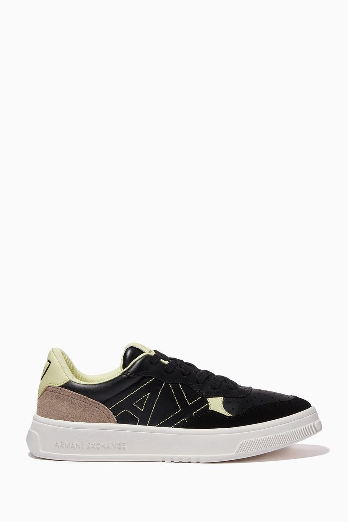 

AX Logo Sneakers in Faux-leather, Black
