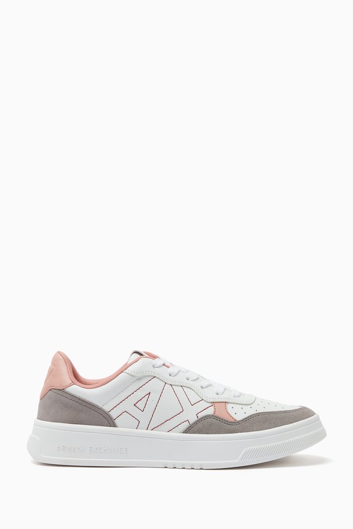 

AX Logo Sneakers in Faux-leather, White