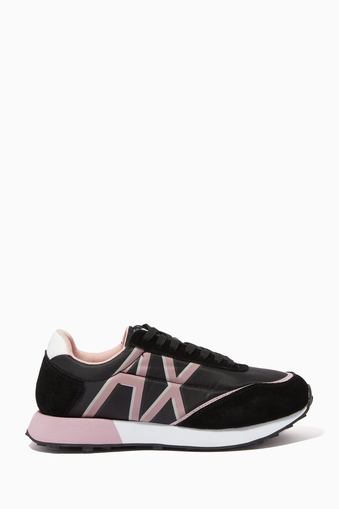 

AX Logo Sneakers in Faux-leather, Black