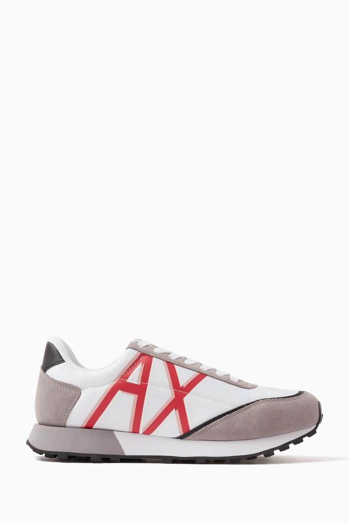 

AX Logo Sneakers in Faux-leather, White