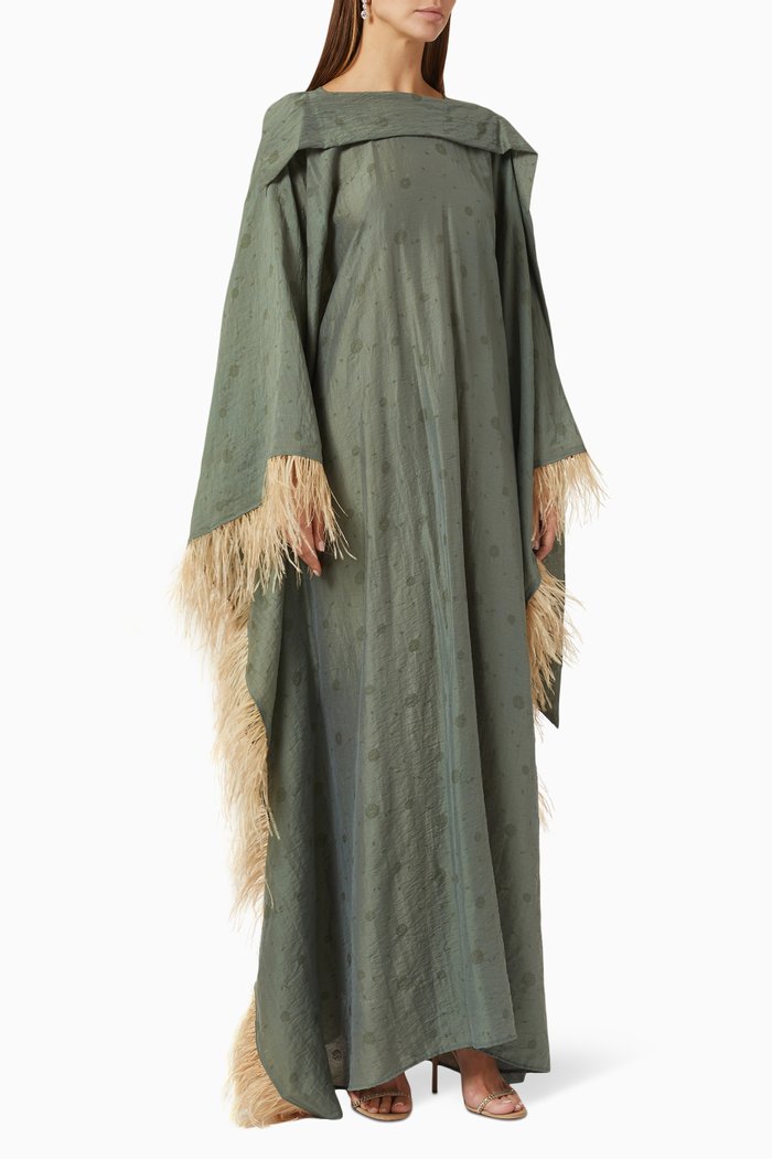 

Bish Cut Kaftan in Premium Crushed Fabric, Green