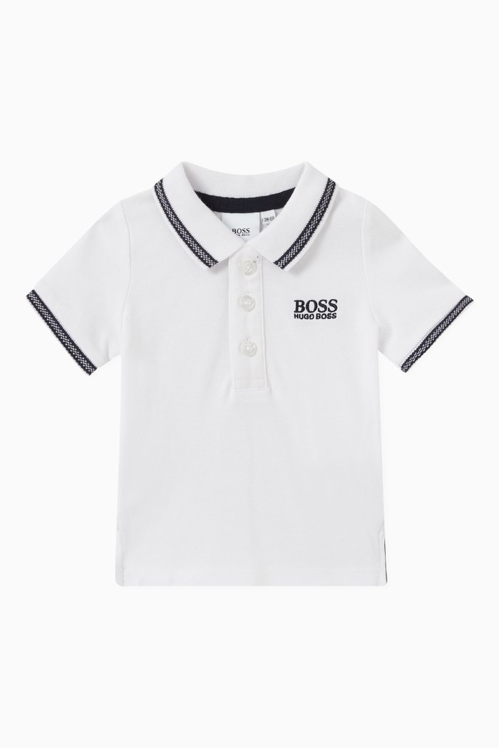 

Contrast Stripes Polo Shirt in Cotton Pique, White