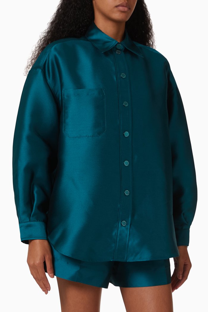 

Effie Shirt in Silk Blend, Green