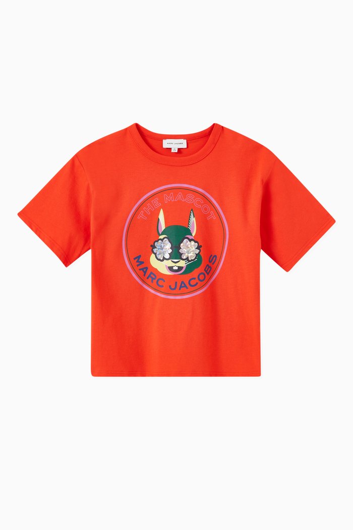 Holographic Print T-Shirt in Jersey, Orange