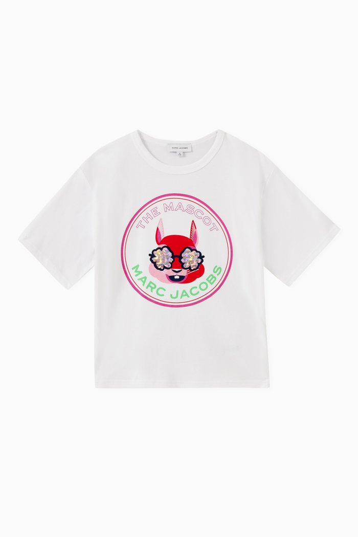

Holographic Print T-Shirt in Jersey, White