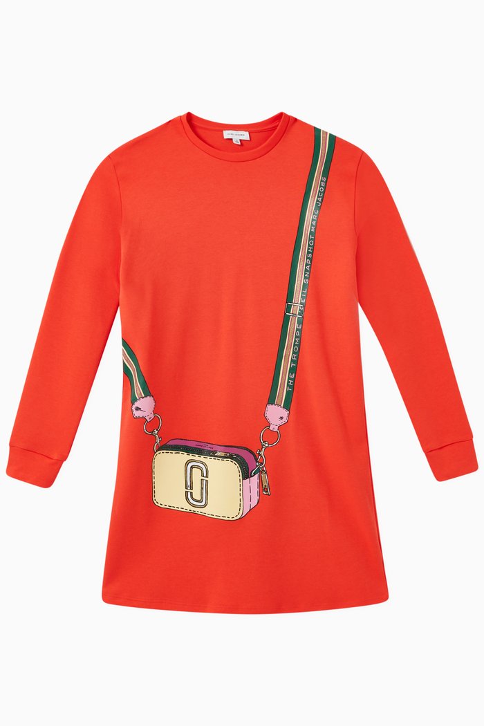 Logo Cross Bag Dress in Cotton, Orange
