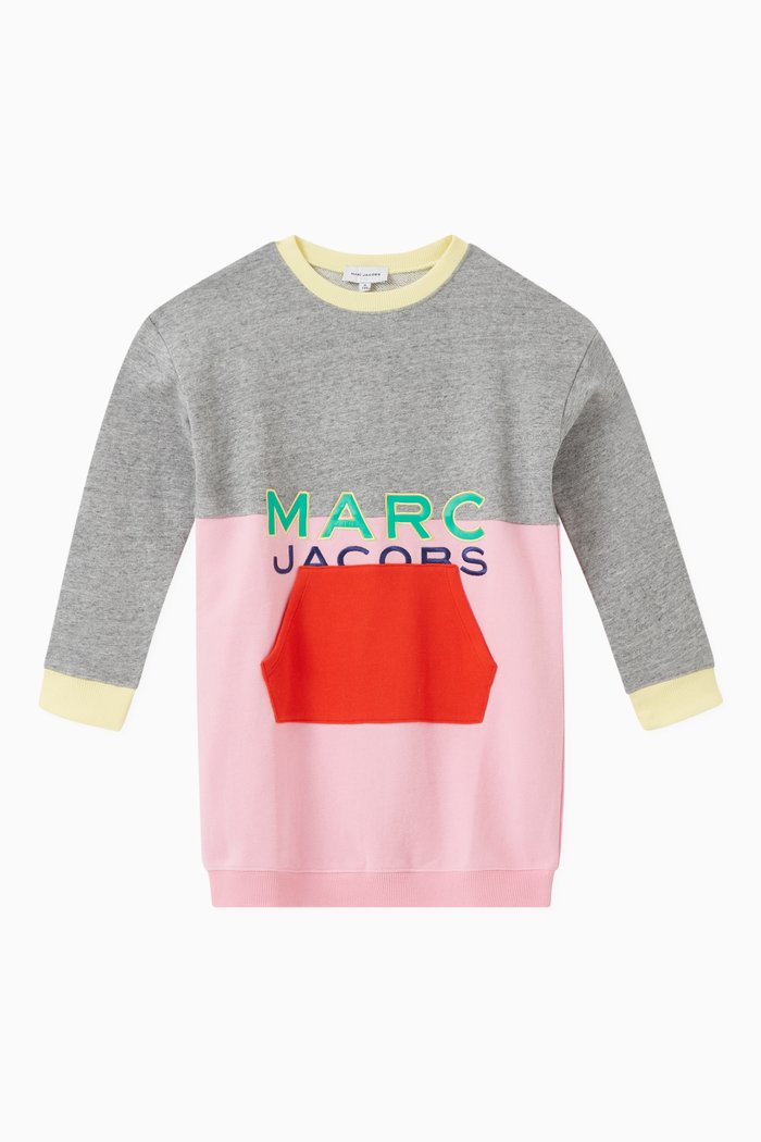 

Embroidered Logo Sweater Dress in Cotton, Pink