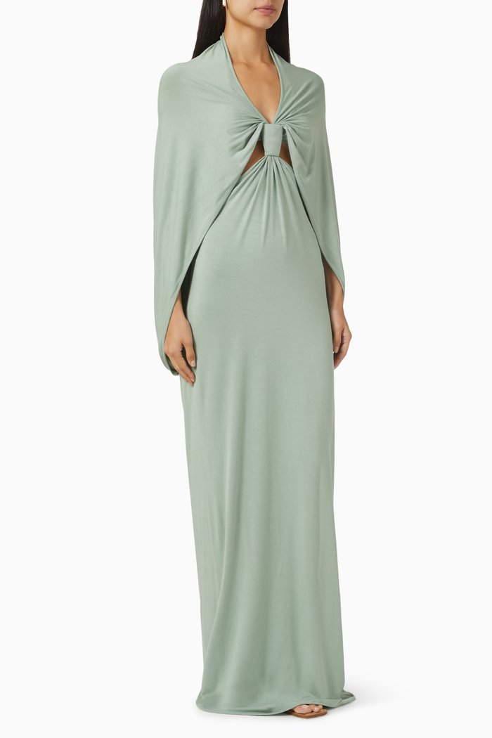 

Sailor Collar Cape Dress in Bamboo, Green