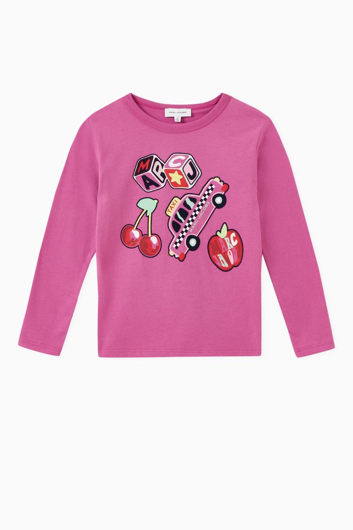 

Graphic Print T-Shirt in Jersey, Pink