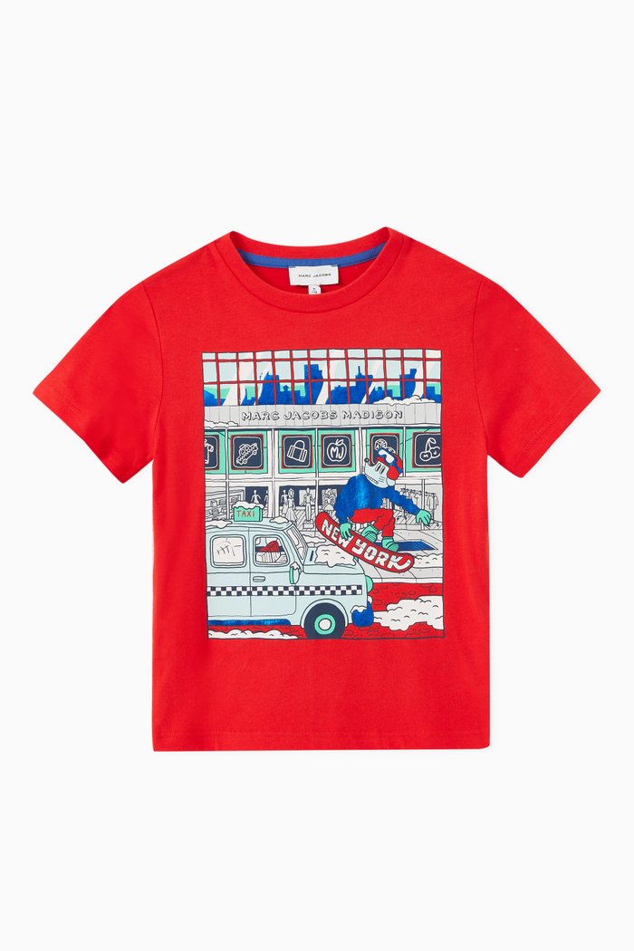 

Logo Graphic T-shirt in Organic Cotton, Red