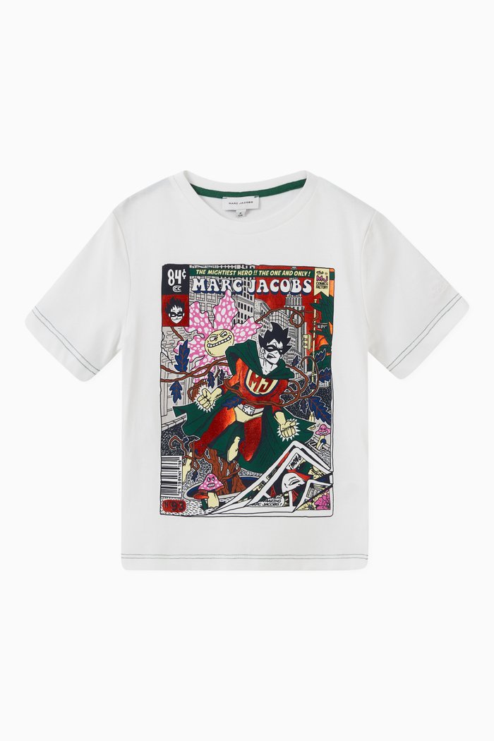 

Superhero Print T-Shirt in Jersey, White