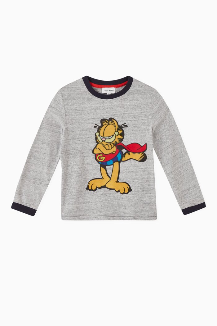 

x Garfield Graphic Print T-shirt in Organic Cotton, Grey