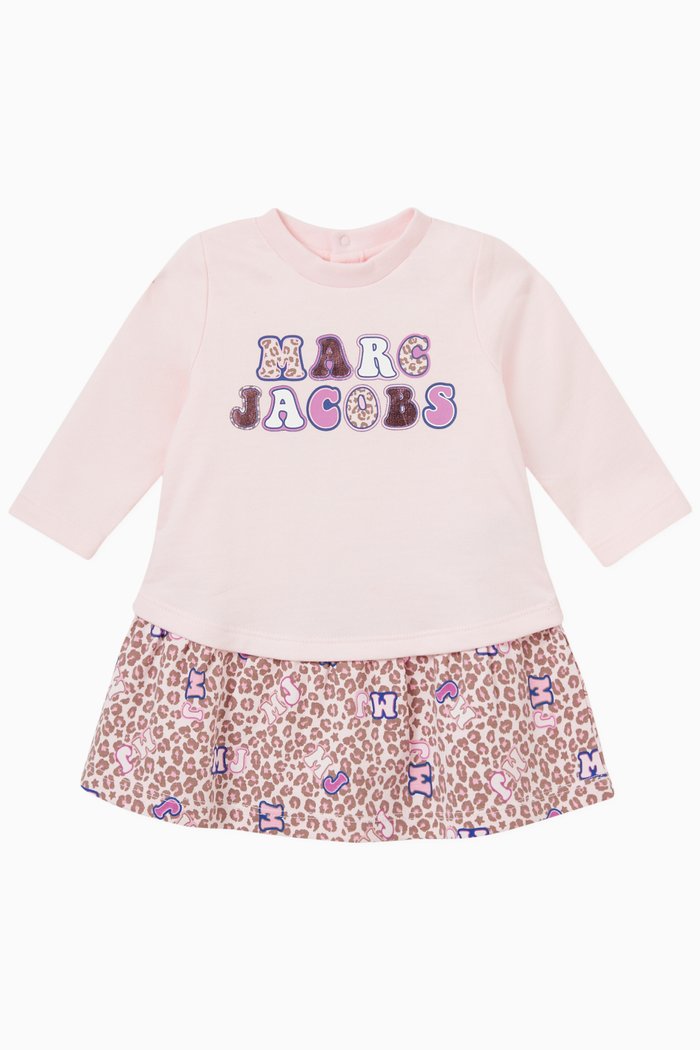 

Logo Print Dress in Cotton, Pink