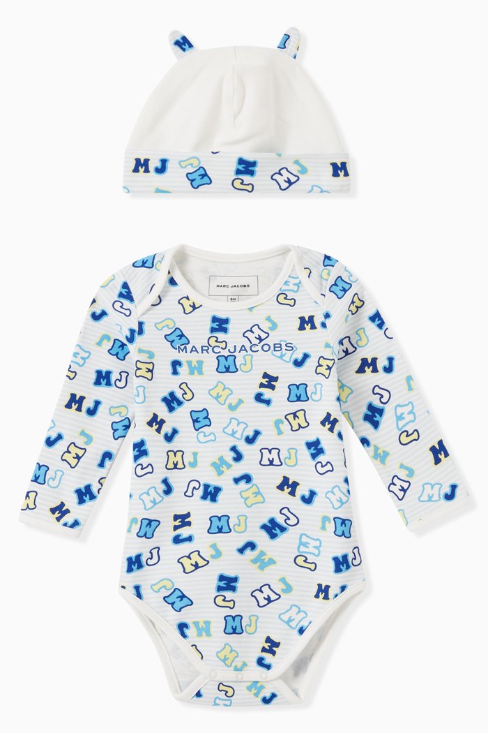 

Alphabet Print Bodysuit in Cotton, Neutral