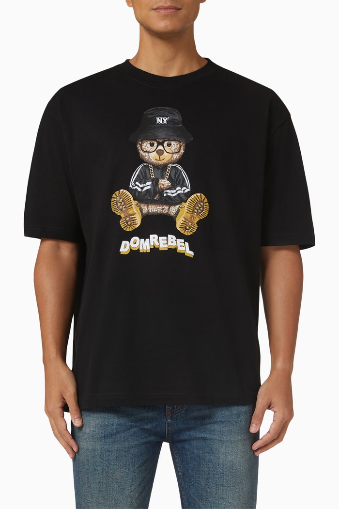 

NY Bear T-shirt in Cotton Jersey, Black