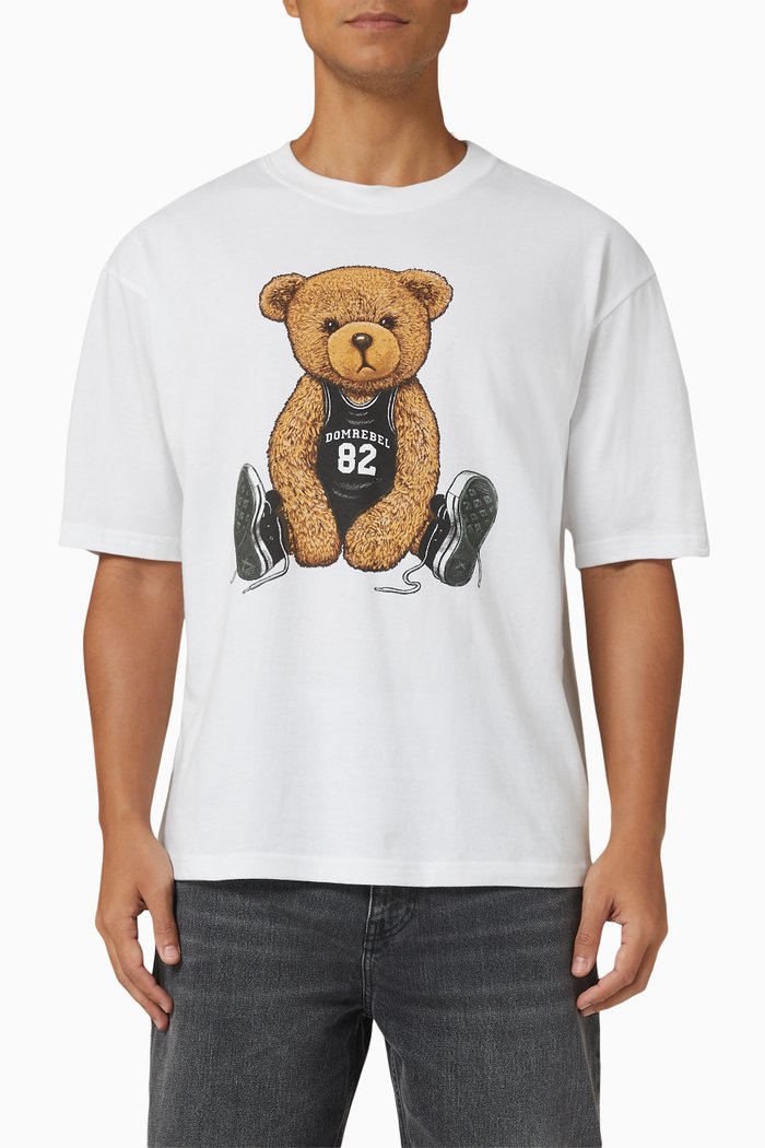 

Play Teddy Bear Print T-shirt in Cotton Jersey, White
