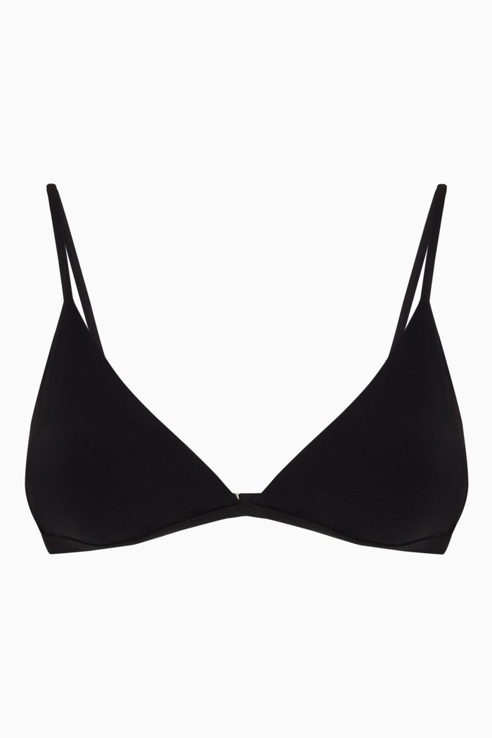 

Wrap Triangle Bikini Top in Stretch Nylon, Black