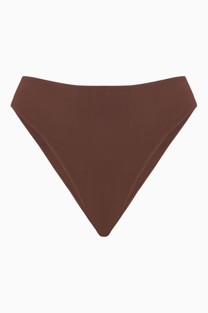 

Midi High-cut Bikini Bottom in Stretch Nylon, Brown