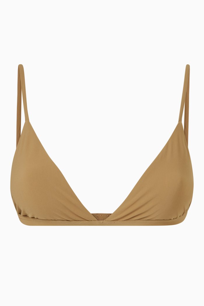 

The Triangle Bikini Top in Stretch Nylon, Brown