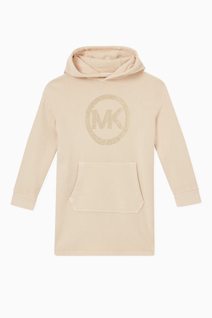 Rhinestone Logo Sweater Dress in Cotton, Neutral
