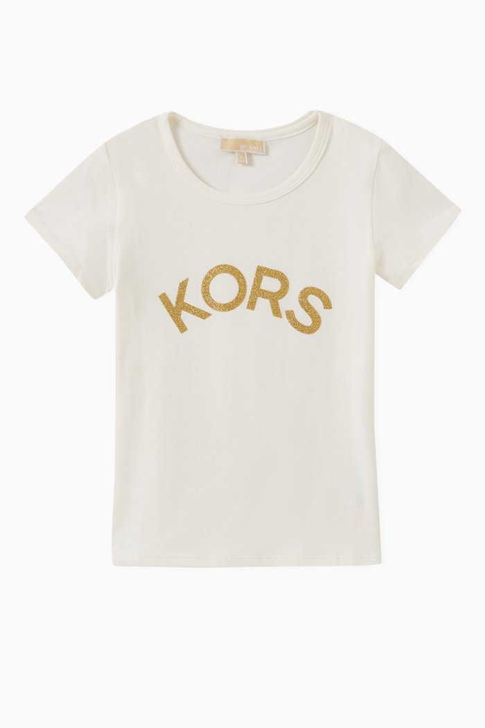 

Glitter Logo Print T-shirt in Cotton Jersey, Neutral