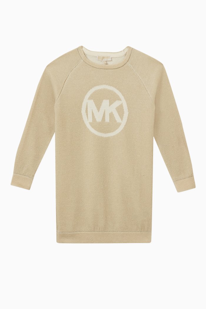 

Logo Sweatshirt Dress in Cotton Blend, Gold