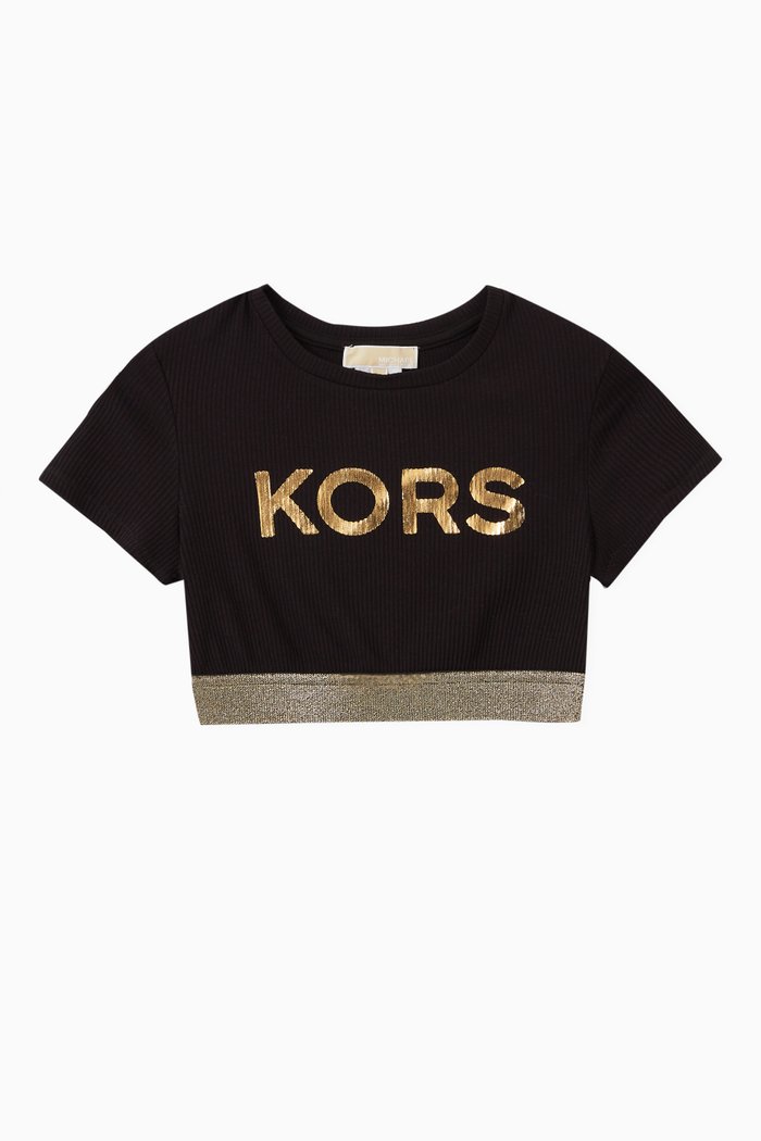 

Logo Crop T-shirt in Cotton, Black