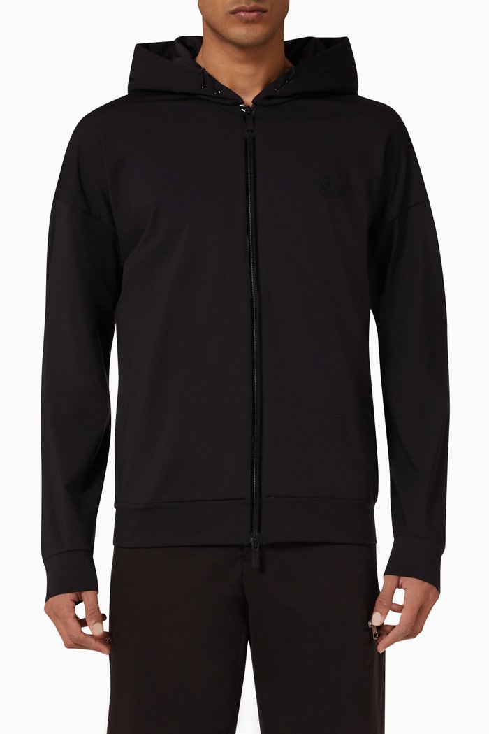 

Zip-up Cardigan in Cotton, Black
