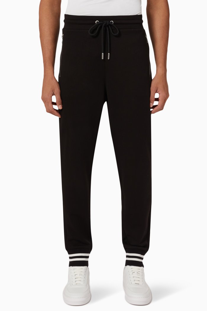 

Striped Sweatpants in Cotton, Black