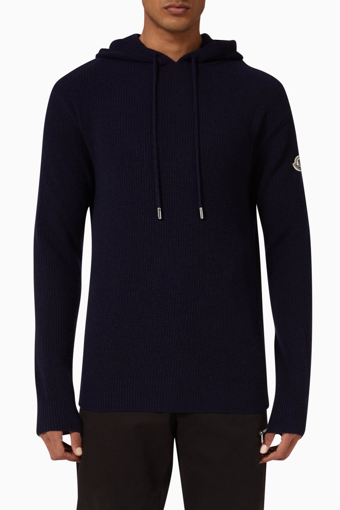 Hoodie in Wool & Cashmere, Blue