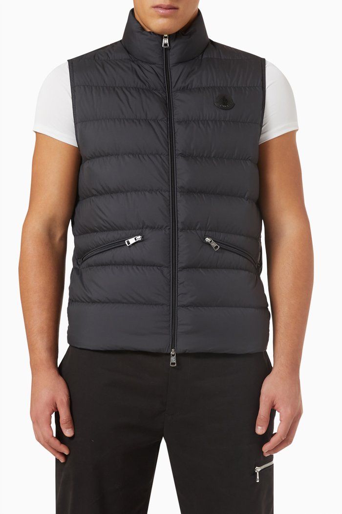 Treompan Vest in Quilted Nylon, Black