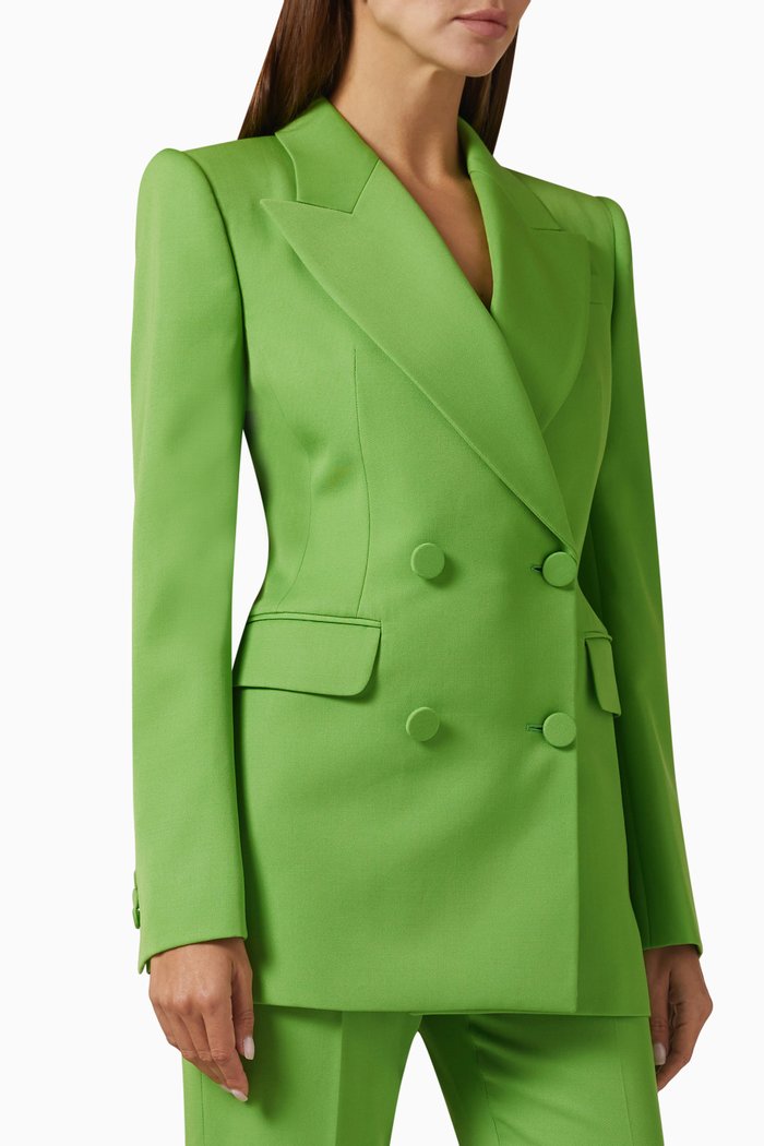 

Double-breasted Blazer in Wool-blend, Green